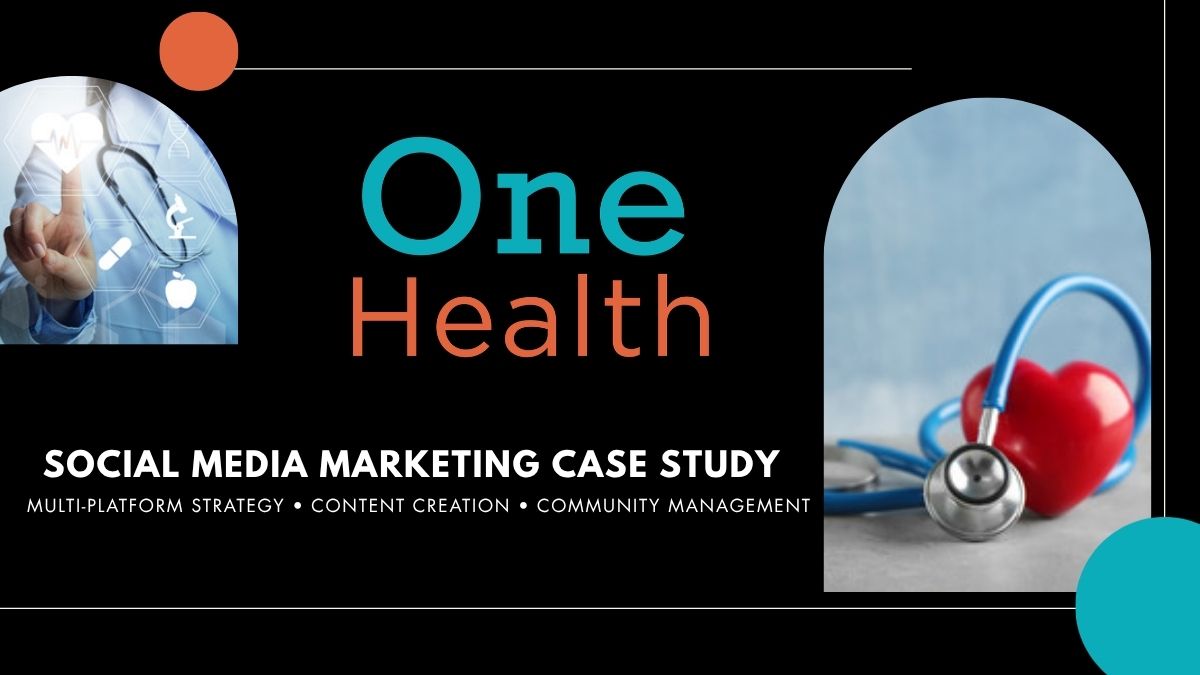 One Health social media case study slide with stethoscope and heart imagery